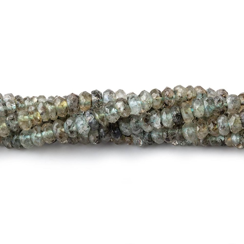 3-4mm Moss Aquamarine Faceted Rondelle Beads 13 inch 170 pieces (ONLINE ORDER ONLY)