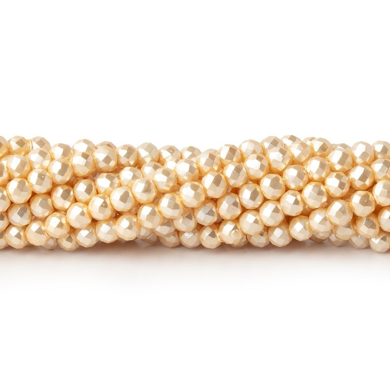 3mm Pale Yellow Shell Pearl Micro Faceted Rounds 12.75 inch 114 Beads (ONLINE ORDER ONLY)