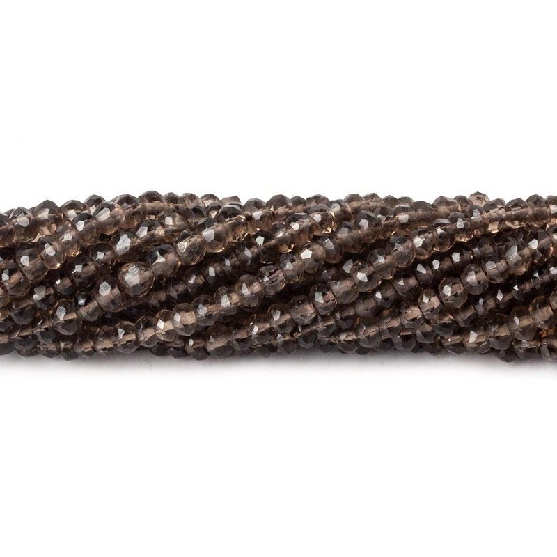 3.5mm Smoky Quartz Faceted Rondelles 13.5 inch 130 beads (ONLINE ORDER ONLY)