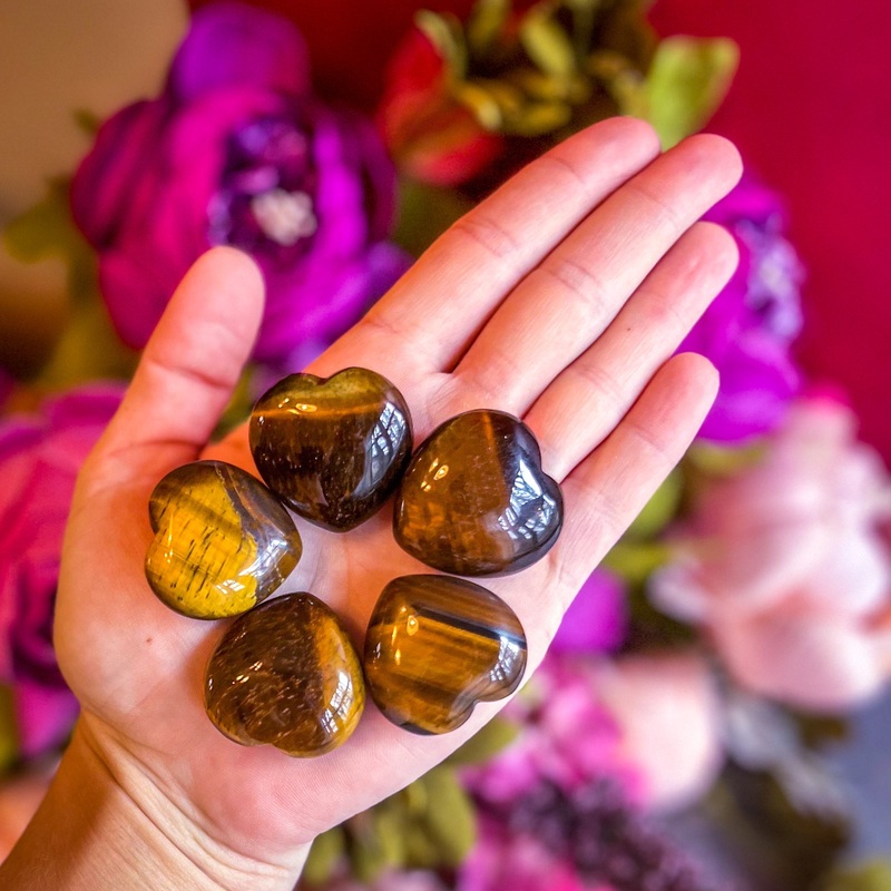3cm Gold Tigers Eye Crystal Hearts (ONLINE ORDER ONLY)