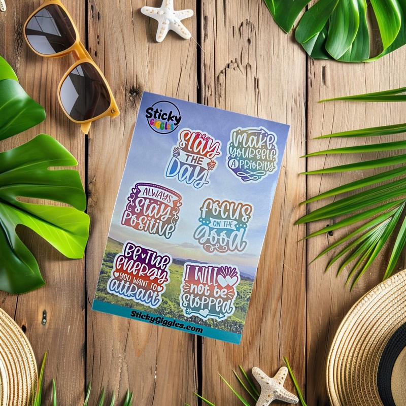 Pastel Positivity and Inspirational Sticker Sheet 6 Stickers (ONLINE ORDER ONLY)