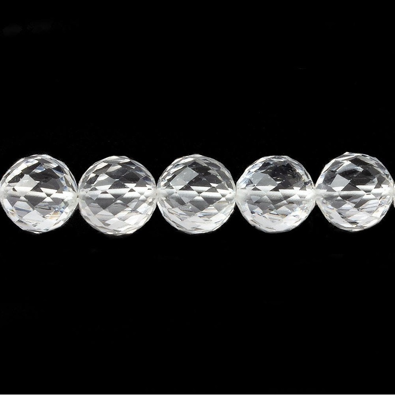 10mm Crystal Quartz Concave Faceted Round Beads 16 inch 43 pieces (ONLINE ORDER ONLY)