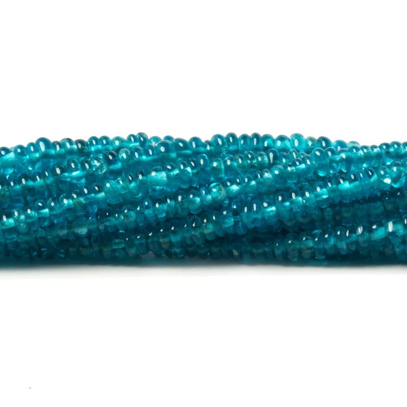 2-3mm Neon Blue Apatite unfaceted rondelle 13 inch 256 Beads (ONLINE ORDER ONLY)
