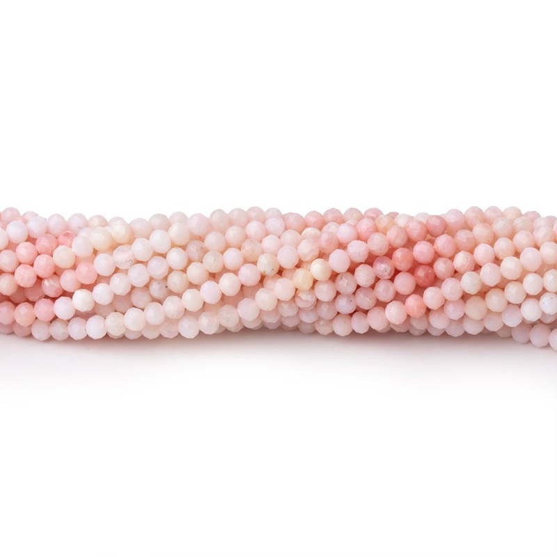 2.5mm Pink Peruvian Opal Micro Faceted Round 13 inch 154 beads AAA (ONLINE ORDER ONLY)