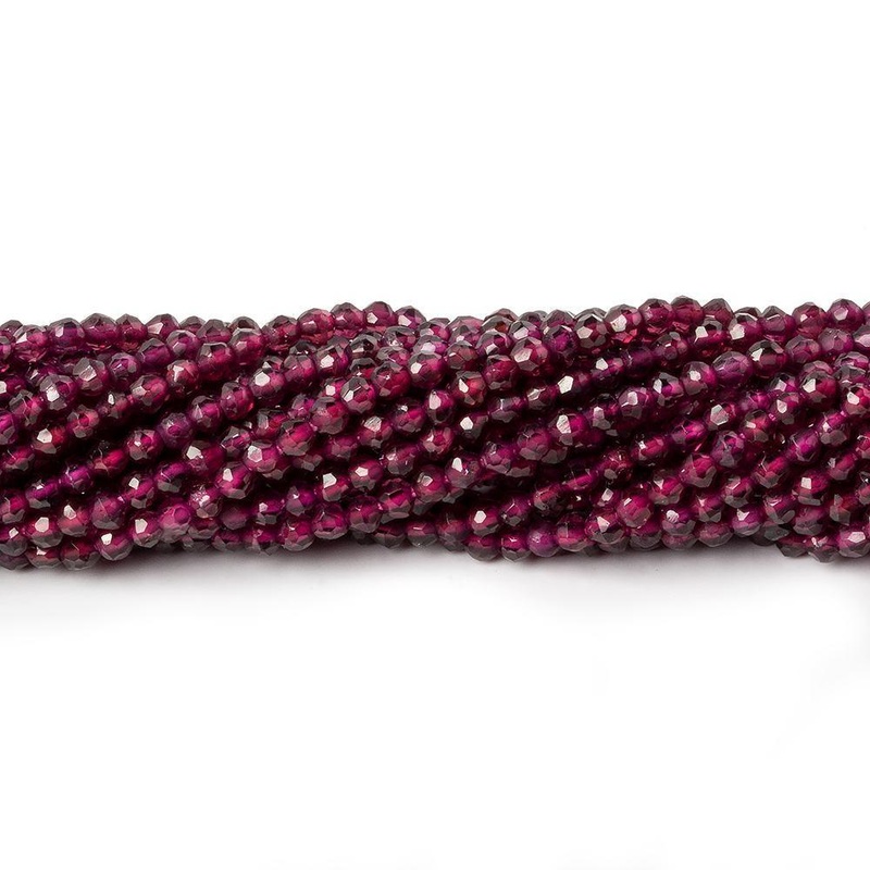 2.5mm Rhodolite Garnet Faceted Round Beads 14 inch 146 pieces (ONLINE ORDER ONLY)