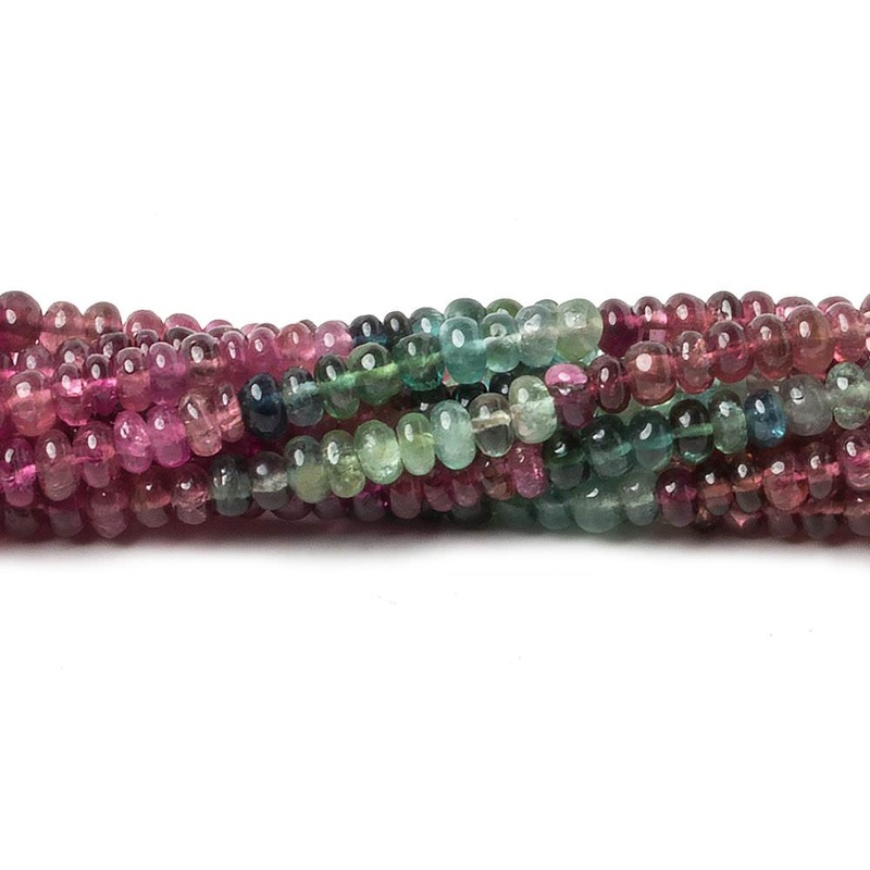 3.5mm Multi Color Tourmaline plain rondelle beads 13.5 inch 174 pieces (ONLINE ORDER ONLY)