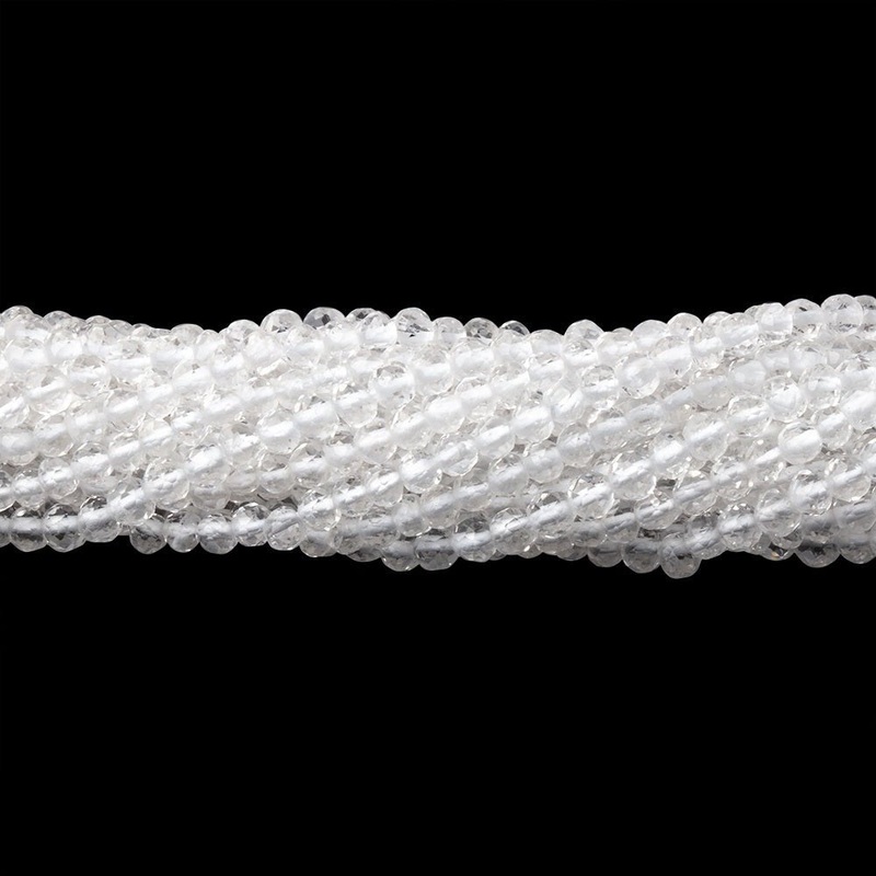 3mm Crystal Quartz Faceted Round Beads 13.75 inch 145 pieces (ONLINE ORDER ONLY)