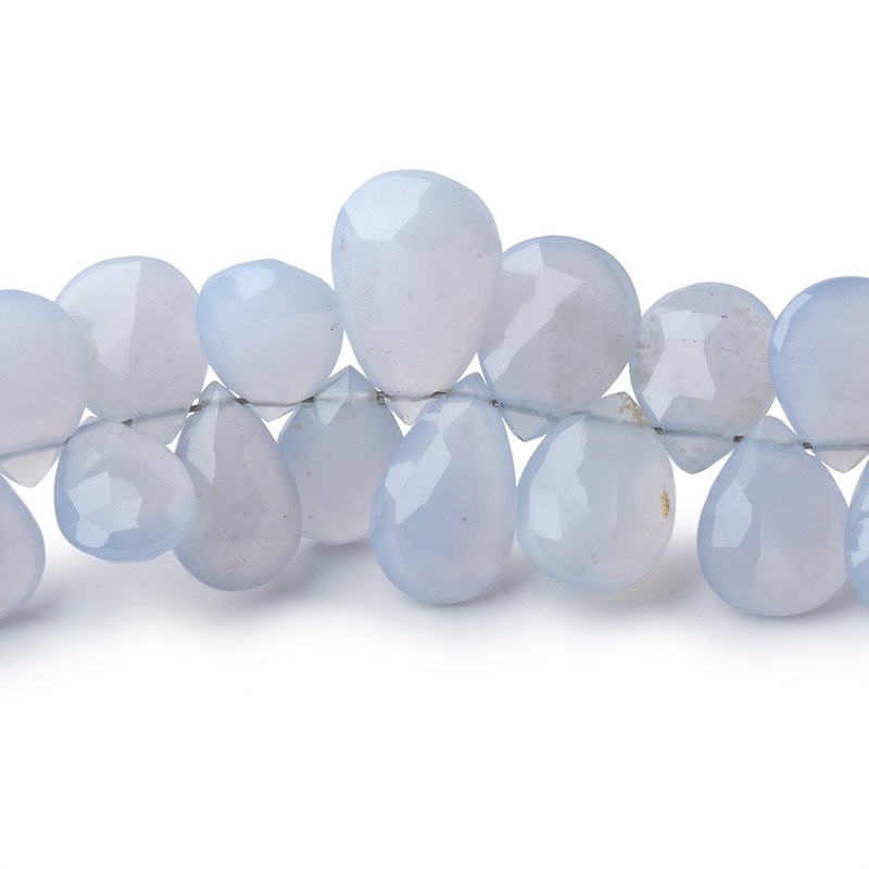 9×7-10x8mm Turkish Blue Chalcedony Faceted Pear Beads 8 inch 55 pieces  AA (ONLINE ORDER ONLY)