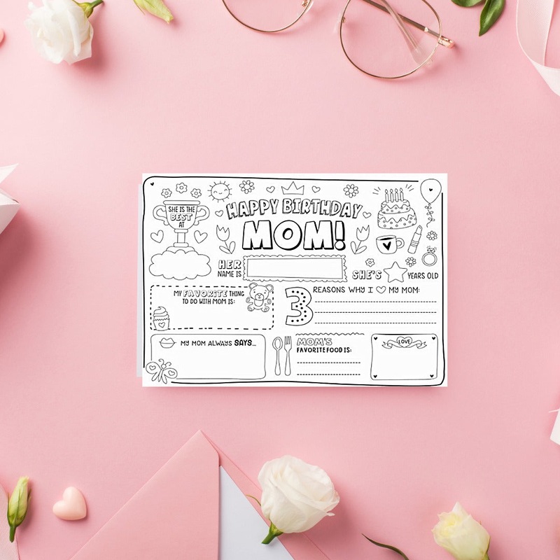 Coloring Mom Happy Birthday Card 2 (ONLINE ORDER ONLY)