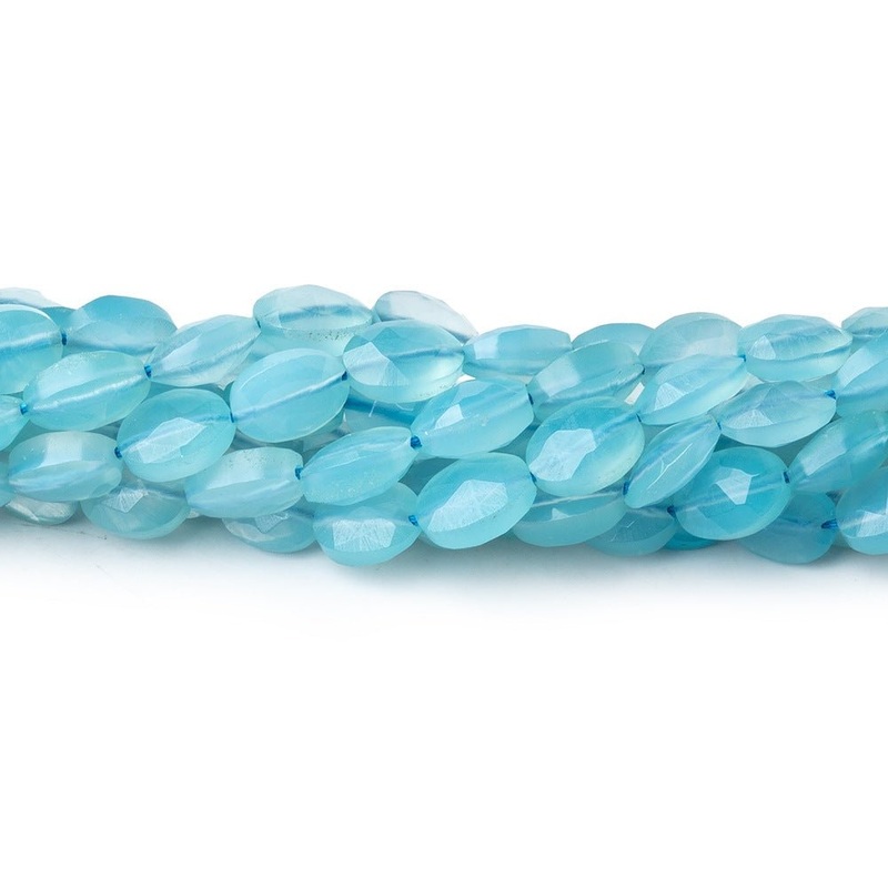 7x5mm Santorini Blue Chalcedony faceted oval beads 13.5 inch 46 pieces (ONLINE ORDER ONLY)