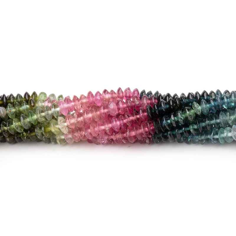 3.5mm Multi Color Tourmaline Plain Disc Rondelles 15.25 inch 230 Beads (ONLINE ORDER ONLY)