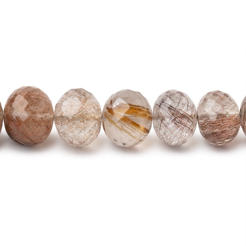 8.5-9.5mm Rutilated Quartz Faceted Rondelle Beads 8 inch 29 pieces (ONLINE ORDER ONLY)