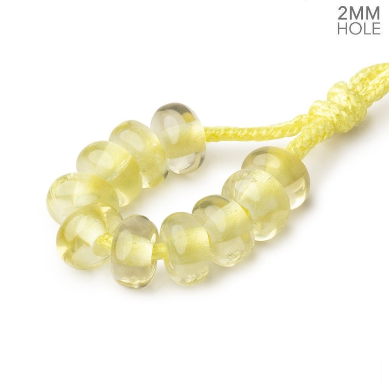 8mm Lemon Quartz 2mm Large Hole Plain Rondelle Set of 10 (ONLINE ORDER ONLY)