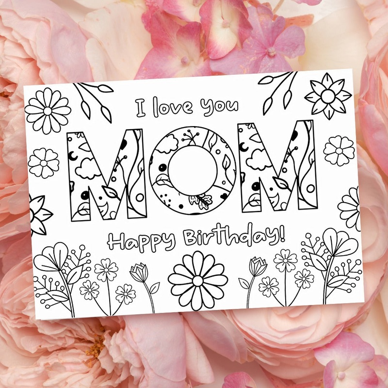 Coloring Mom Happy Birthday Card 1 (ONLINE ORDER ONLY)