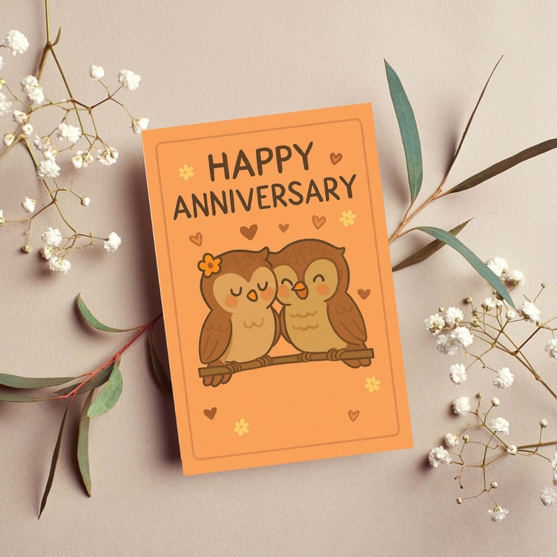 Cute Owl Couple Anniversary Card (ONLINE ORDER ONLY)