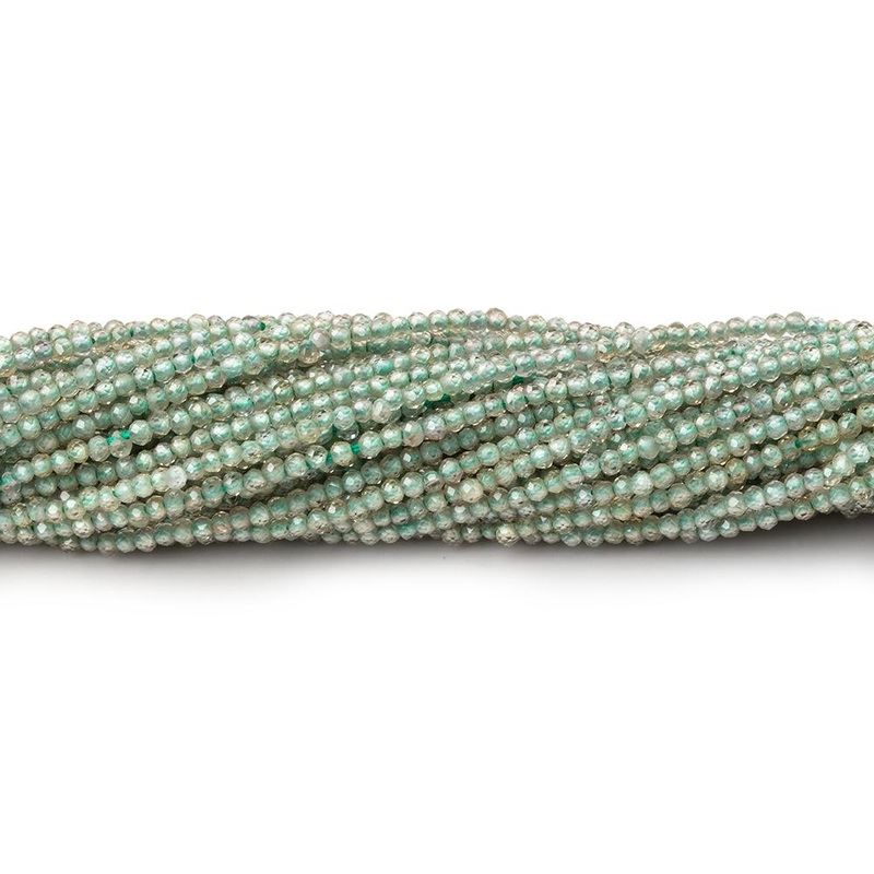 1.7mm Green Zircon Micro Faceted Rondelle Beads 12.75 inch 232 pieces (ONLINE ORDER ONLY)
