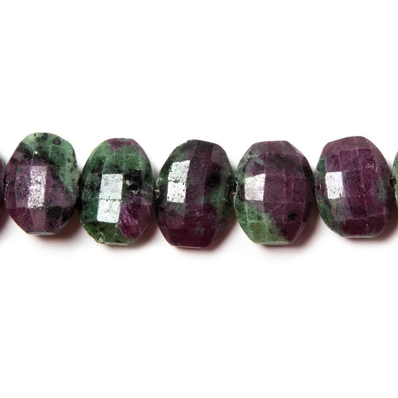 14×10.5mm Ruby in Zoisite side drilled Faceted Cushions 5.5 inch 13 Beads (ONLINE ORDER ONLY)
