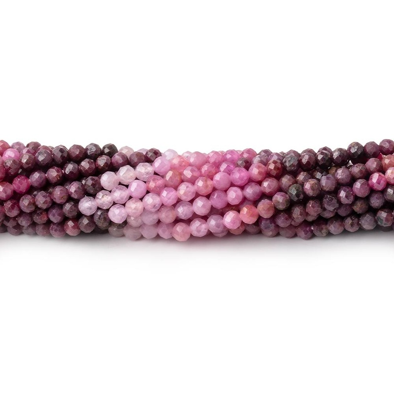 2.6mm Shaded Ruby Micro Faceted Round Beads 12.5 inch 130 pieces (ONLINE ORDER ONLY)