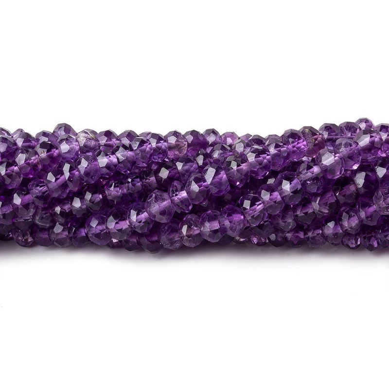 3.5-4mm Amethyst Faceted Rondelle Beads 14 inch 115 beads (ONLINE ORDER ONLY)