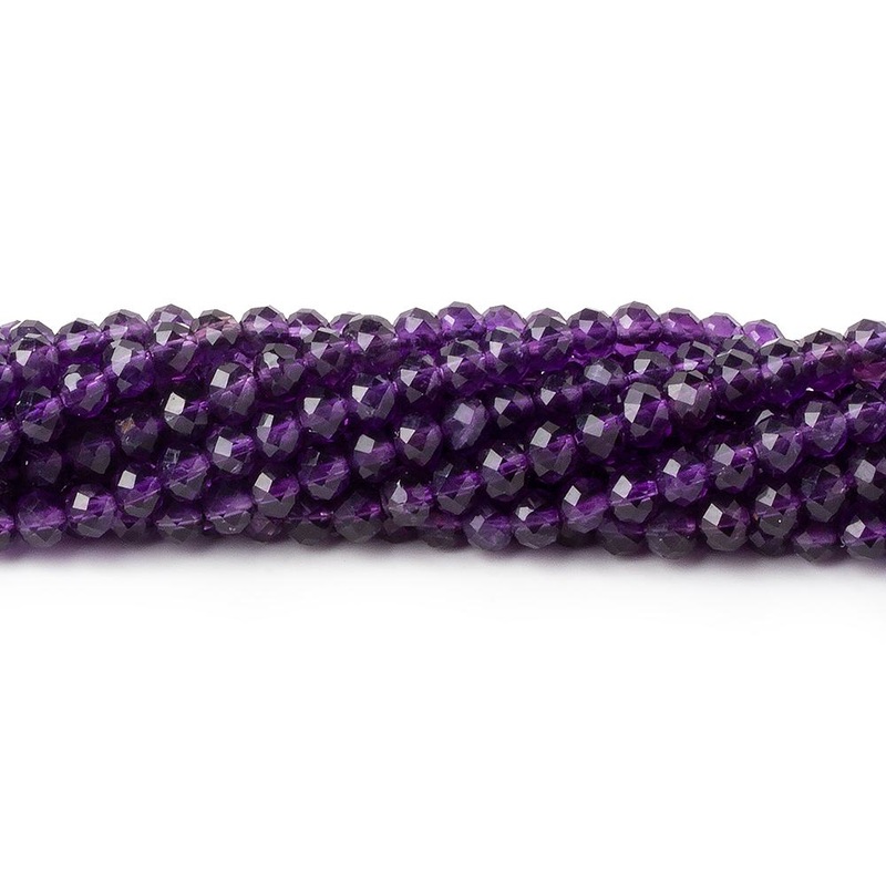 4mm Amethyst Micro Faceted Rondelle Beads 12.5 inch 98 pieces AAA (ONLINE ORDER ONLY)