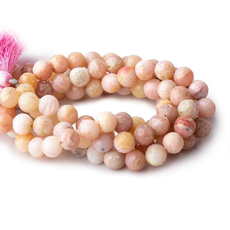 8mm Pink Peruvian Opal Faceted Round Beads 8.25 inch 23 pieces (ONLINE ORDER ONLY)
