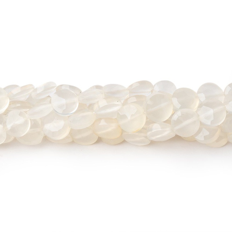 6.5mm White Chalcedony Faceted Coin Beads 13 inch 50 pieces (ONLINE ORDER ONLY)