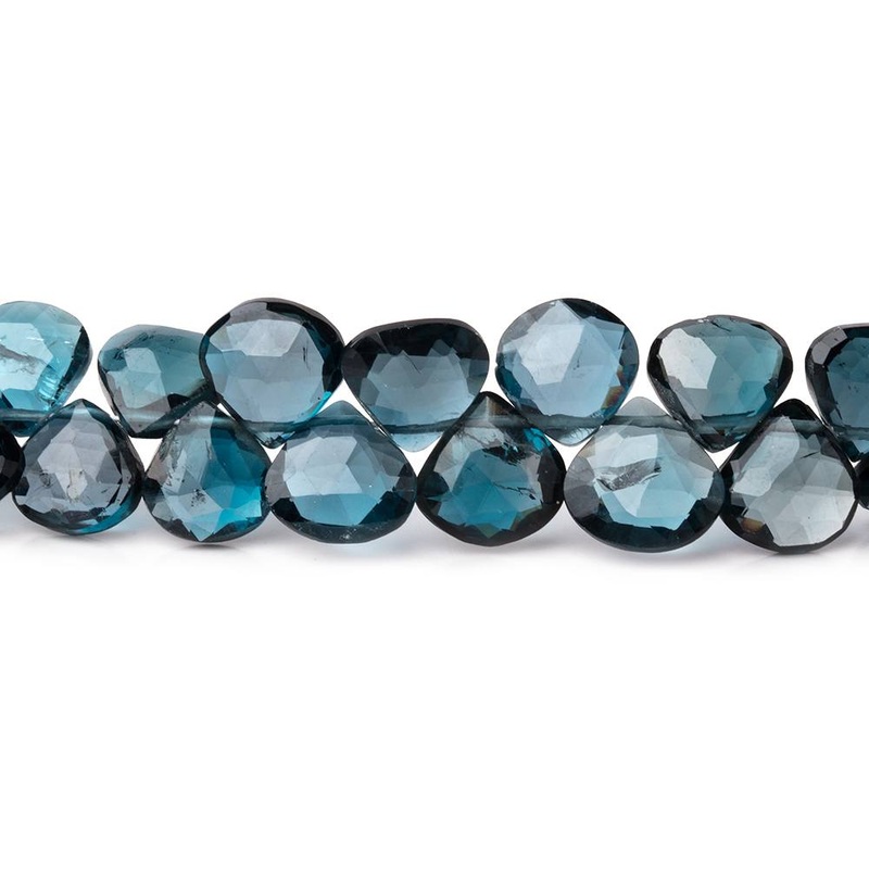 7x7x4mm London Blue Topaz Faceted Heart Beads 7.5 inch 52 pieces AA (ONLINE ORDER ONLY)