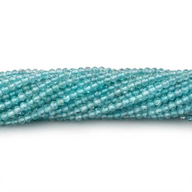 2.5mm Aqua Blue Apatite Micro Faceted Rondelle Beads 12.5 inch 157 pieces AA (ONLINE ORDER ONLY)
