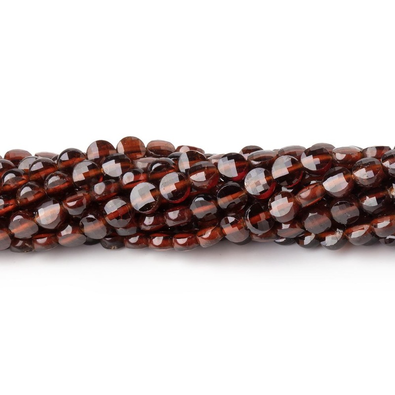 4mm Hessonite Garnet Checkerboard Faceted Calibrated Coins 12.5 inch 84 Beads AA (ONLINE ORDER ONLY)
