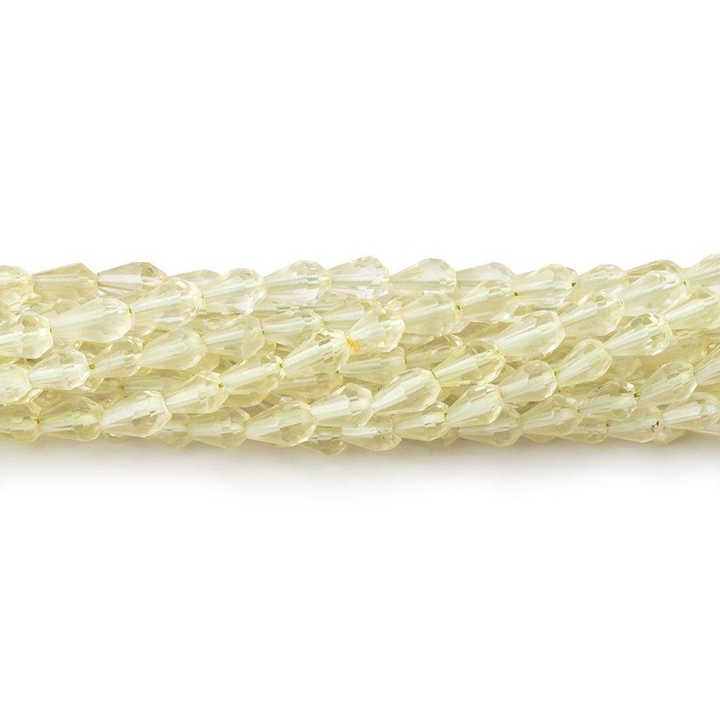 4-5mm Lemon Quartz Straight Drilled Faceted Tear Drop Beads 14.5 inch 80 pieces (ONLINE ORDER ONLY)
