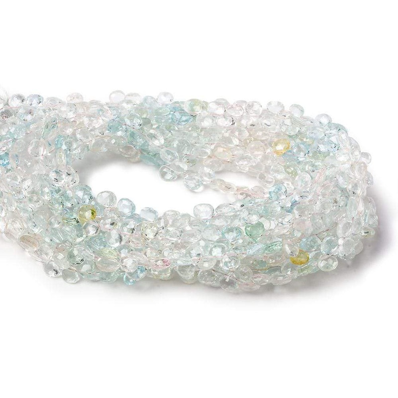 4×4-5x5mm White & Blue Beryl faceted heart beads 16 inch 160 pieces A (ONLINE ORDER ONLY)