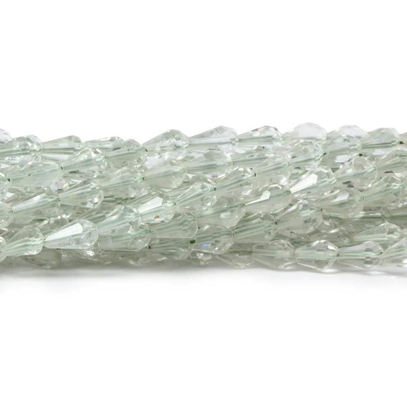 5x3mm Prasiolite Straight Drilled Faceted Tear Drops 14.5 inch 90 Beads (ONLINE ORDER ONLY)