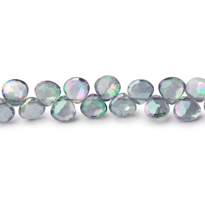 6mm Mystic White Topaz Faceted Heart Beads 8 inch 56 pieces (ONLINE ORDER ONLY)