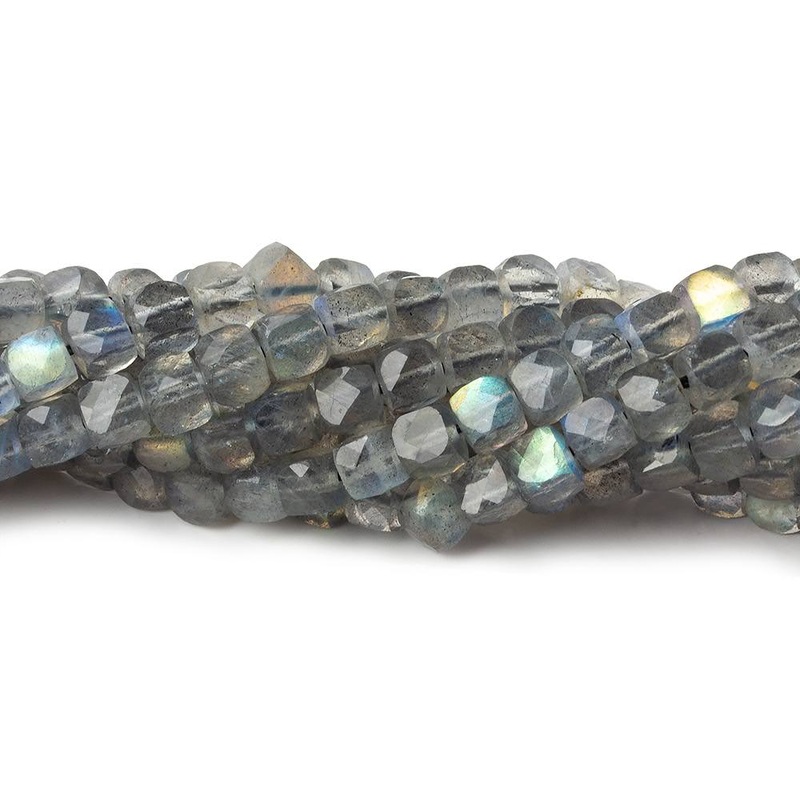4mm Labradorite micro faceted cubes 12 inch 80 beads (ONLINE ORDER ONLY)
