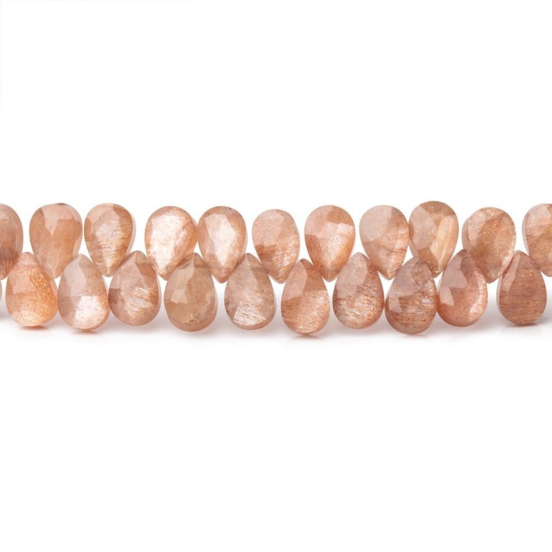 6x4mm Sunstone & Moonstone Micro Faceted Pears 7.5 inch 78 Beads AAA (ONLINE ORDER ONLY)