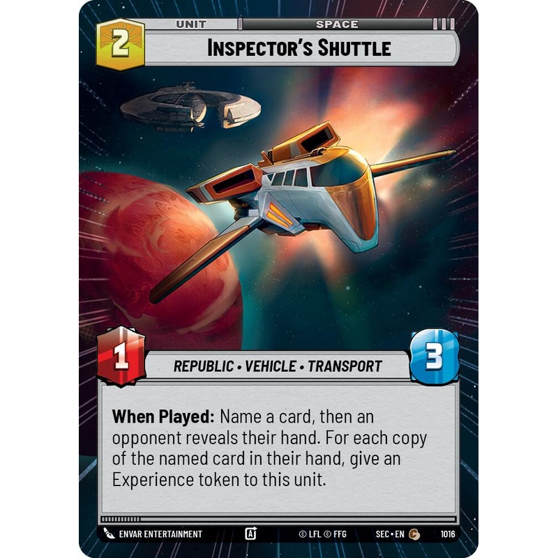 Inspector’s Shuttle (1016) (Hyperspace Foil) (1016) [Secrets of Power]