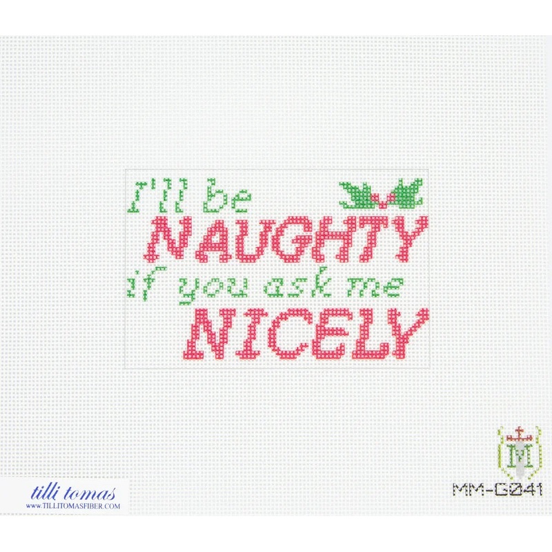 Naughty Needlepoint Canvas  4×3.5, 18 Mesh by Misty Morrow (ONLINE ORDER ONLY)