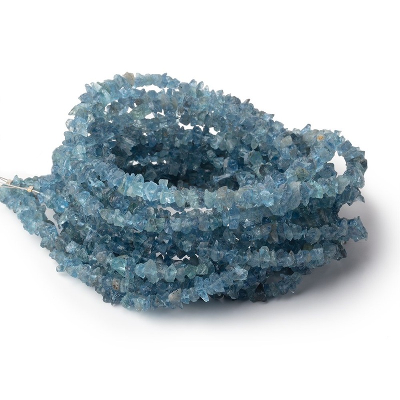 3-5mm Blue Aquamarine Raw Crystal Beads 16 inch 175 pieces (ONLINE ORDER ONLY)