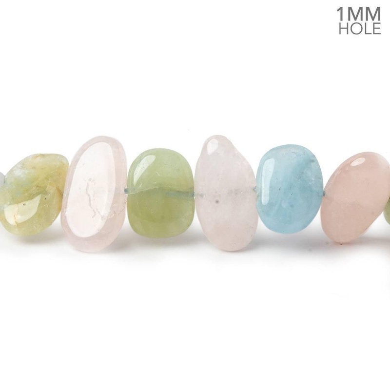 10×10-15x11mm Multi Beryl side drilled plain flat nuggets 16 inch 39 large hole beads AA (ONLINE ORDER ONLY)