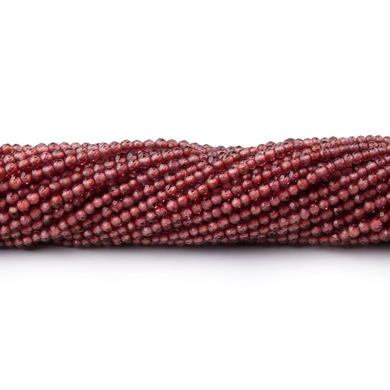 2mm Mozambique Garnet Micro Faceted Rounds 12.5 inch 200 Beads (ONLINE ORDER ONLY)