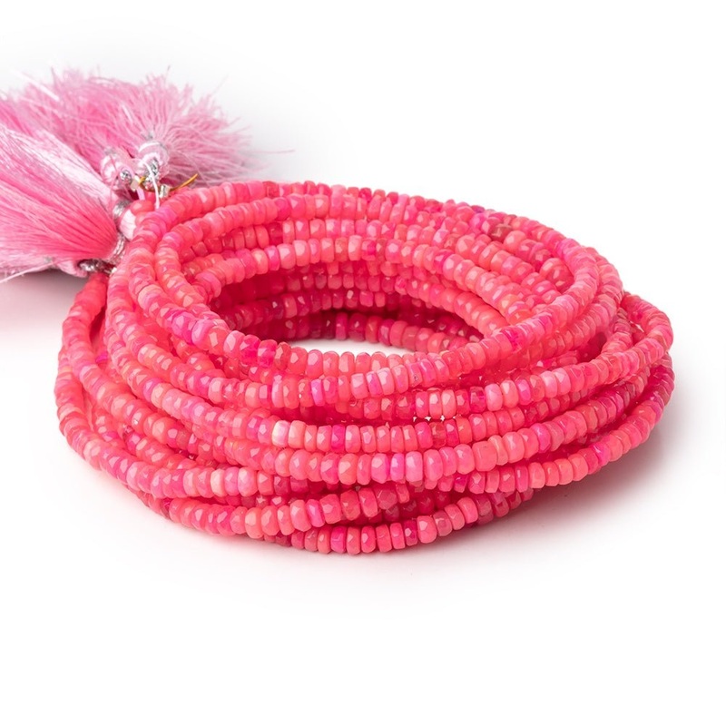 3.5-4mm Pink Ethiopian Opal Faceted Rondelle Beads 16 inch 186 pieces (ONLINE ORDER ONLY)