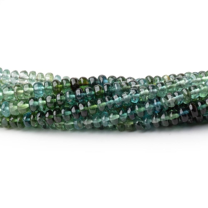 3mm Green & Indicolite Afghani Tourmaline Plain Rondelles 16 inch 215 Beads (ONLINE ORDER ONLY)