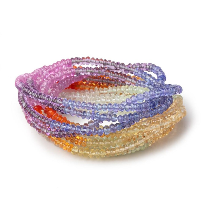 3-3.5mm Multi Gemstone Plain Rondelle 18 inch 221 Beads AAA (ONLINE ORDER ONLY)