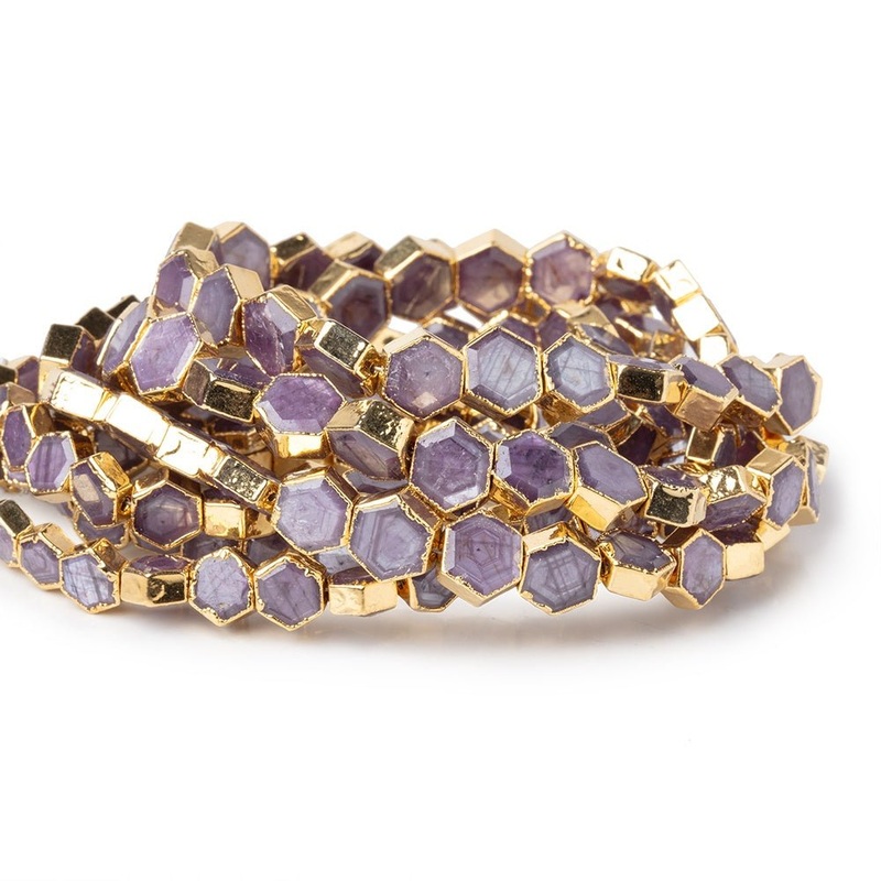 5-8mm Gold Leaf Star Ruby Bevel Faceted Hexagonal Beads 14 inch 51 pieces AA (ONLINE ORDER ONLY)