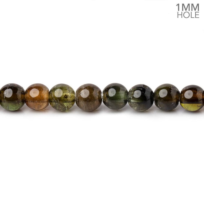5mm Brown & Green Tourmaline Plain Round Beads 16 inch 88 pieces 1mm Hole (ONLINE ORDER ONLY)