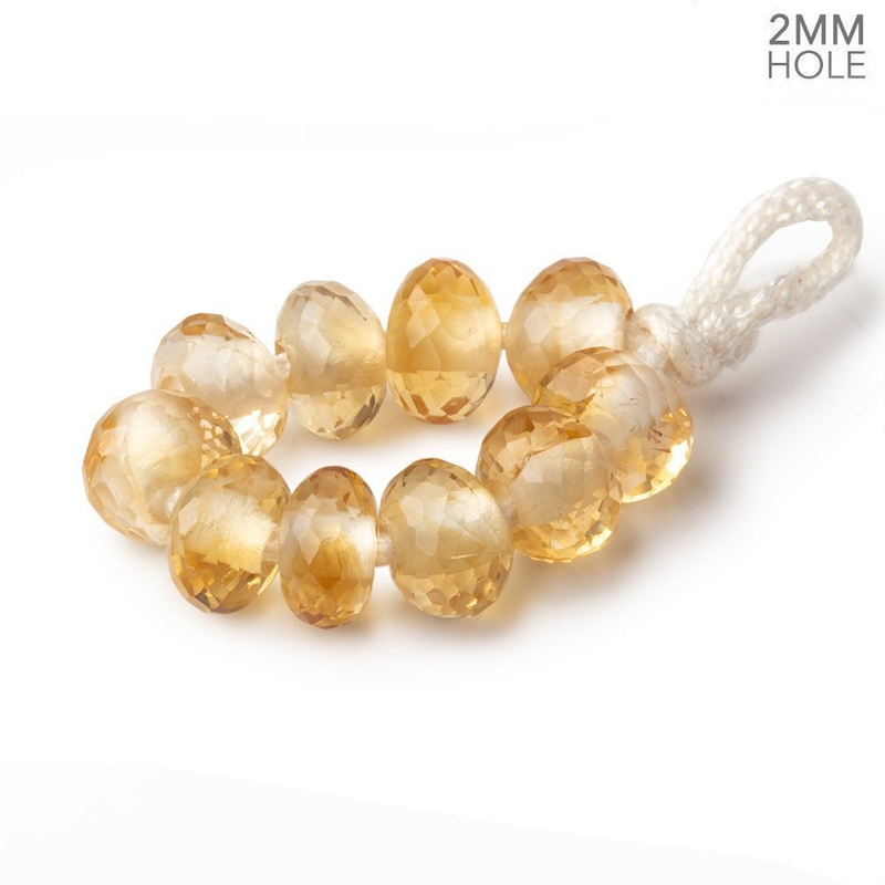 8mm Citrine 2mm Large Hole Faceted Rondelle Beads Set of 10 (ONLINE ORDER ONLY)