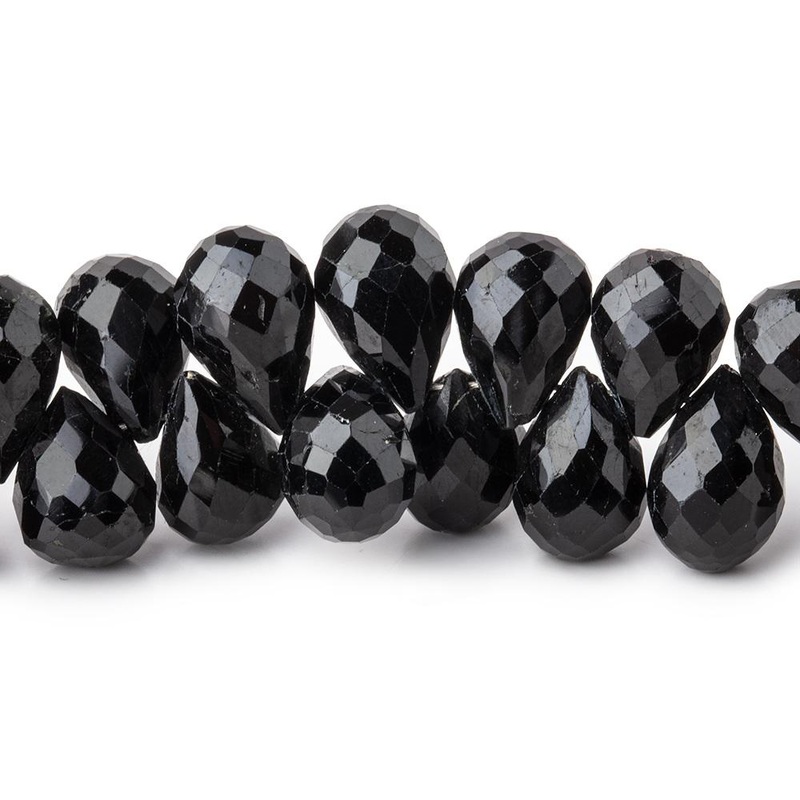 10×7-11x7mm Black Tourmaline Faceted Tear Drop Beads 7 inch 48 pieces (ONLINE ORDER ONLY)