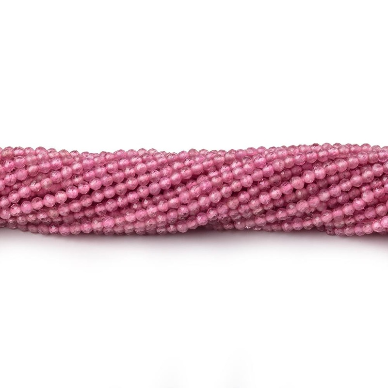 2mm Pink Tourmaline Micro Faceted Round Beads 12.5 inch 174 pieces (ONLINE ORDER ONLY)