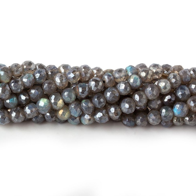 4.5-5 mm Mystic Labradorite Hand Faceted Rounds 13 inch 80 beads (ONLINE ORDER ONLY)
