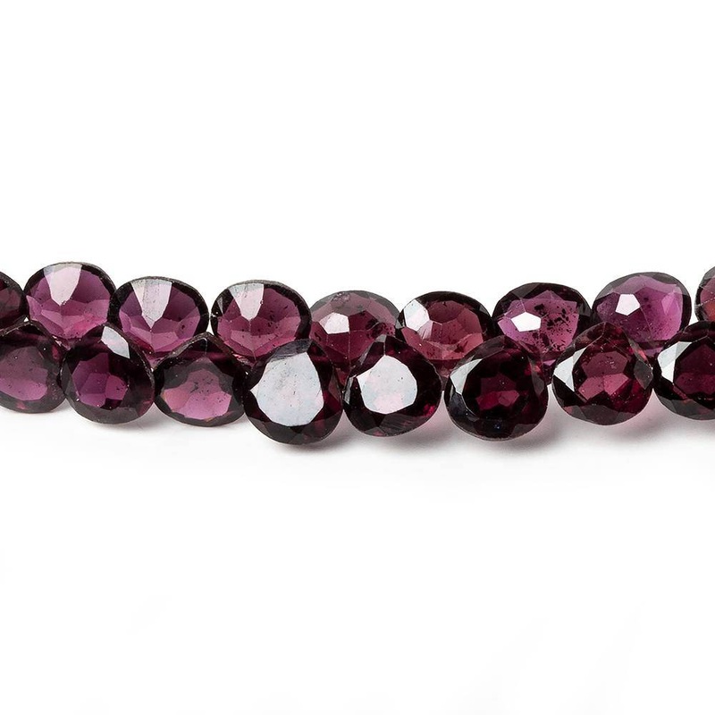 6x6mm Rhodolite Garnet Bevel & Pavilion Faceted Hearts 8 inch 72 Beads AAA (ONLINE ORDER ONLY)